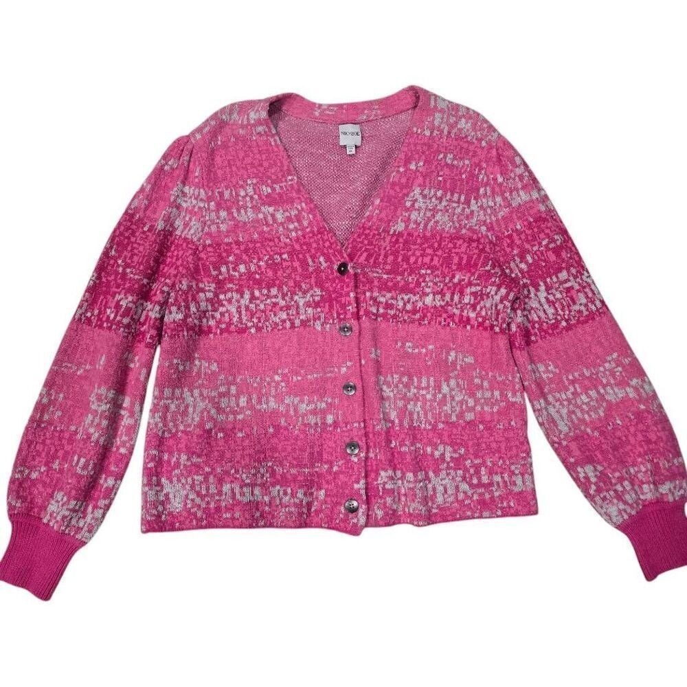 Nic+Zoe Sweater Women's XL Pink Knit Button Front‎ Confetti Cardigan Stretch - Picture 2 of 8